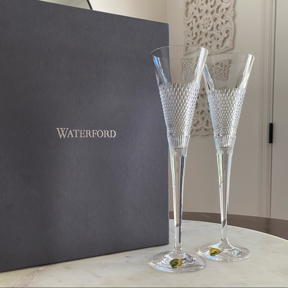 WATERFORD Crystal Diamond Line Flutes